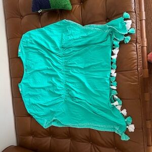 Cabana Life Teal Swim Coverup with White Tassels